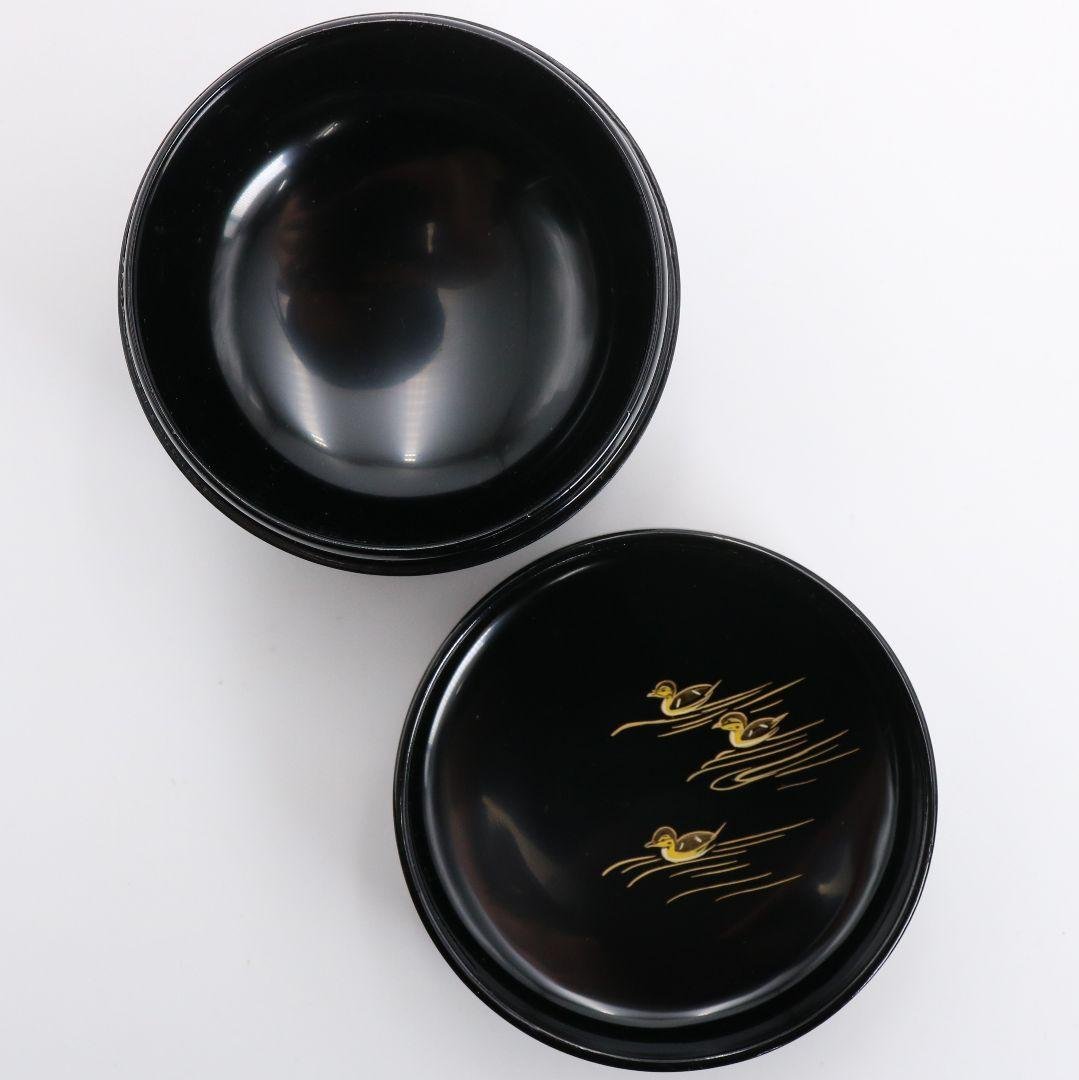 蒔絵師 中林貴山作 日の出 鴛鴦蒔絵 平棗 茶道具 共箱　V869　N6