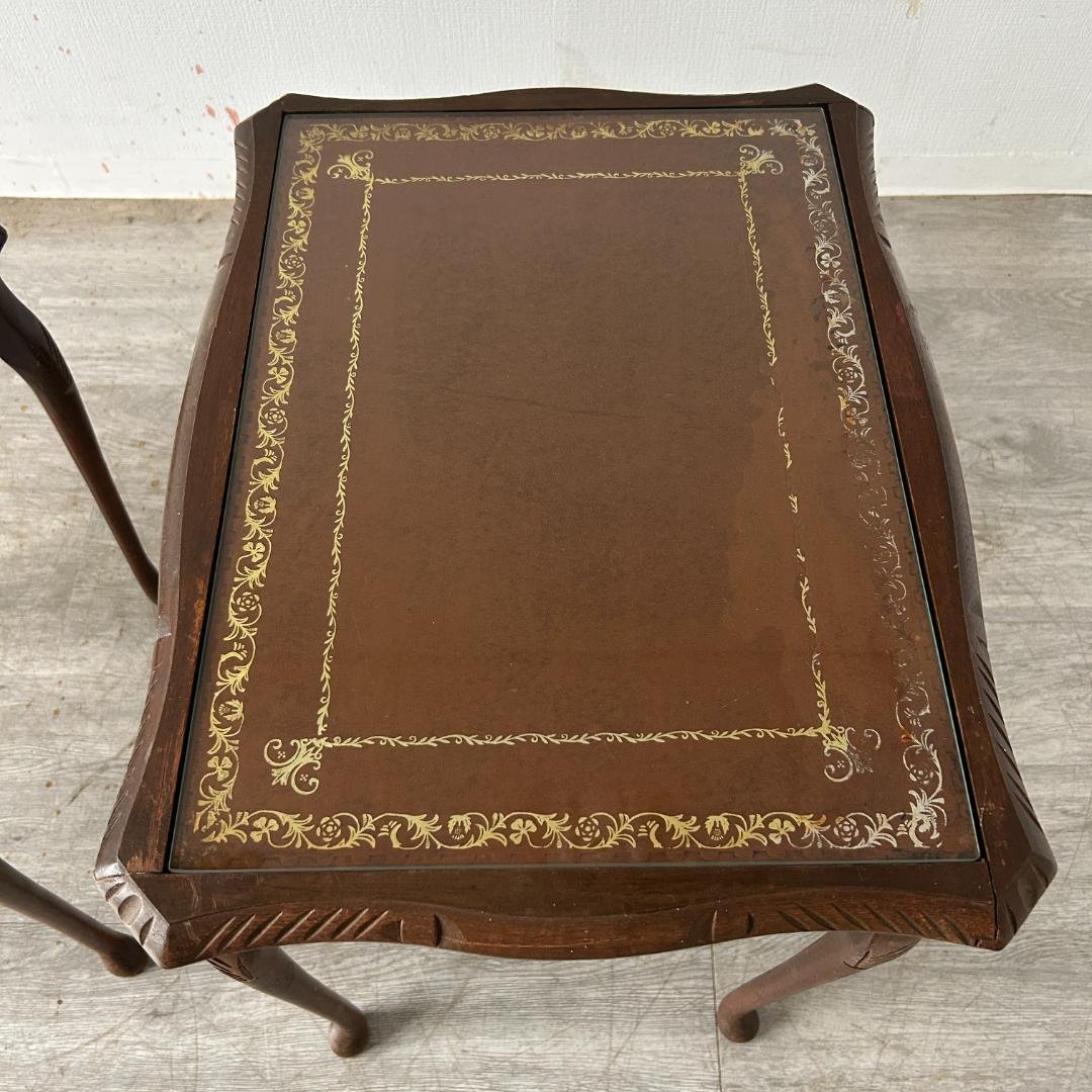 イギリス アンティーク家具 ガラストップ ネストテーブル 845A