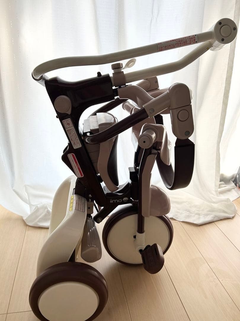【美品】iimo 三輪車 折りたたみ コンフォートブラウン くすみピンク