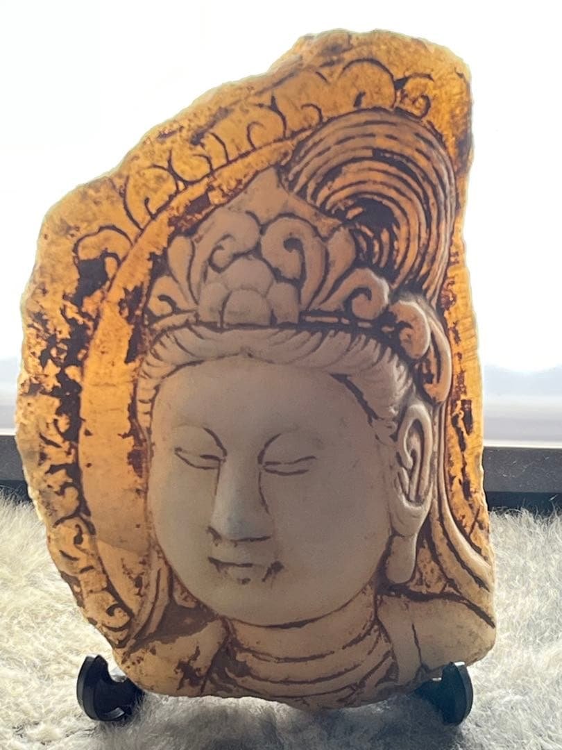 白玉　石　中国　万里長城　石彫刻 仏像 石造観音 仏頭 古美術 置物 彫刻