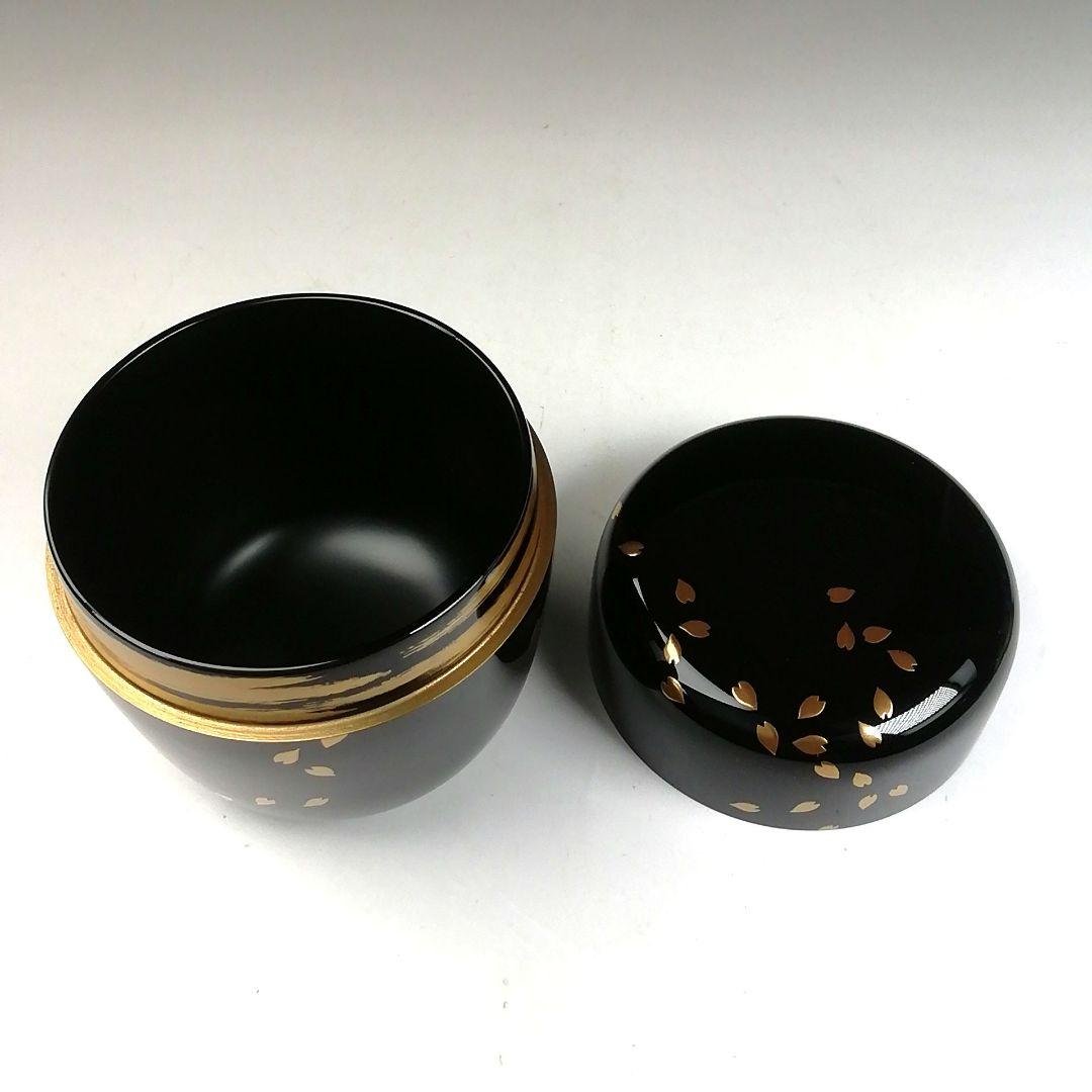 Ｔ８３４　棗　『花吹雪蒔絵』『中棗』『竹内幸斎 作』　共箱　茶道具