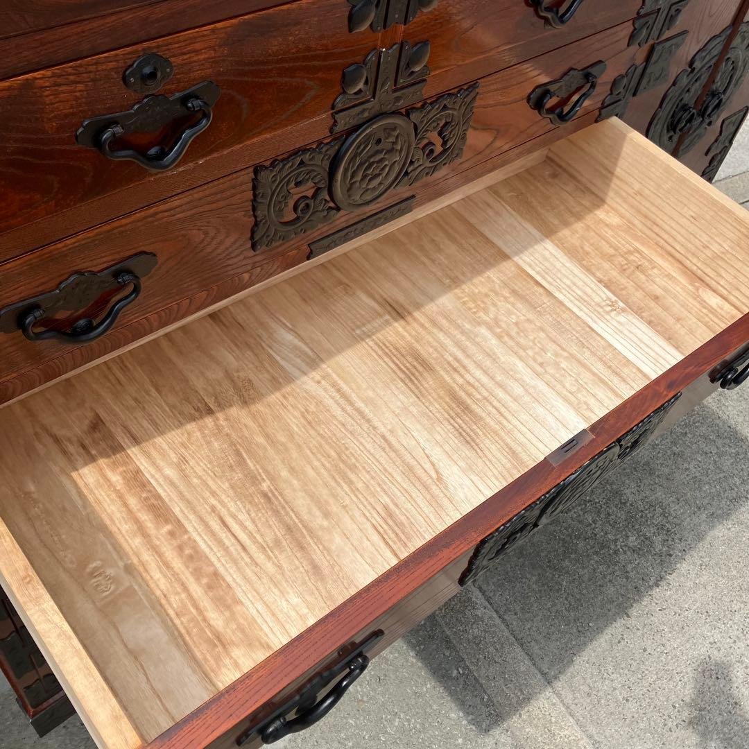 仙台箪笥 伊達箪笥 漆塗り 6段13杯 引き出し 和箪笥 帳場箪笥 サイドボード