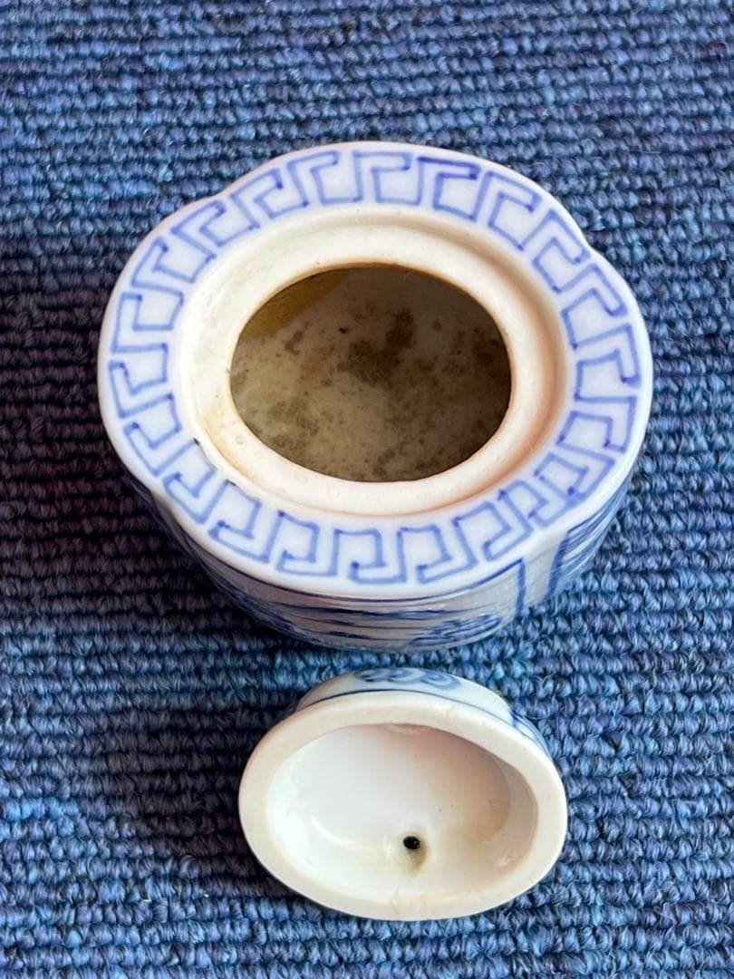 1001 中国　骨董　道八　染付　瓢箪香炉　時代物