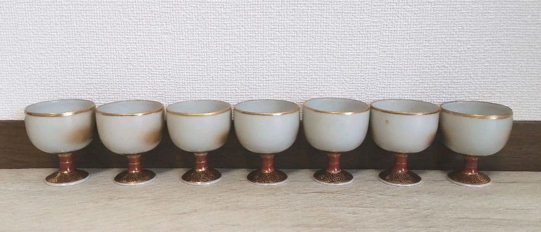 お値下げしました、九谷　七福神　洋杯　馬上盃　田村金星作